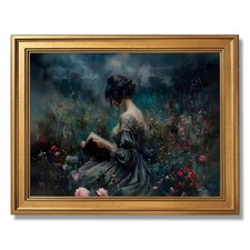 Gold FrameVintage Reading Wall Art Victorian Fine Art Canvas Print Poster Cla...