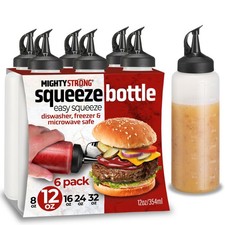 6 Pack Squeeze Bottles for Sauces  Liquids - 12 Oz 12 oz - 6 Pack, clear