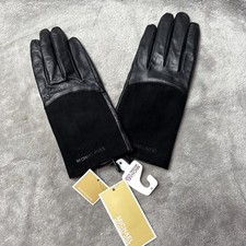 Michael Kors Woman 100 Genuine Leather Gloves Black M Touch Tip Tech Screen