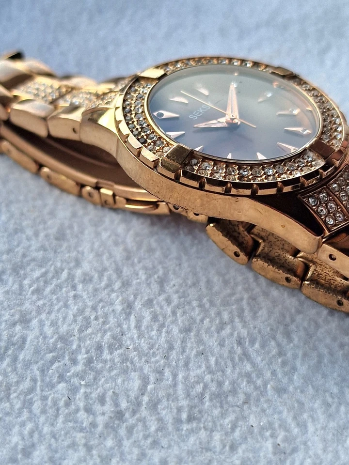Seksy/ Sekonda Ladies Gold Fashion Watch Quartz 33mm Brown Dial Crystal Bracelet - Image 3 of 4