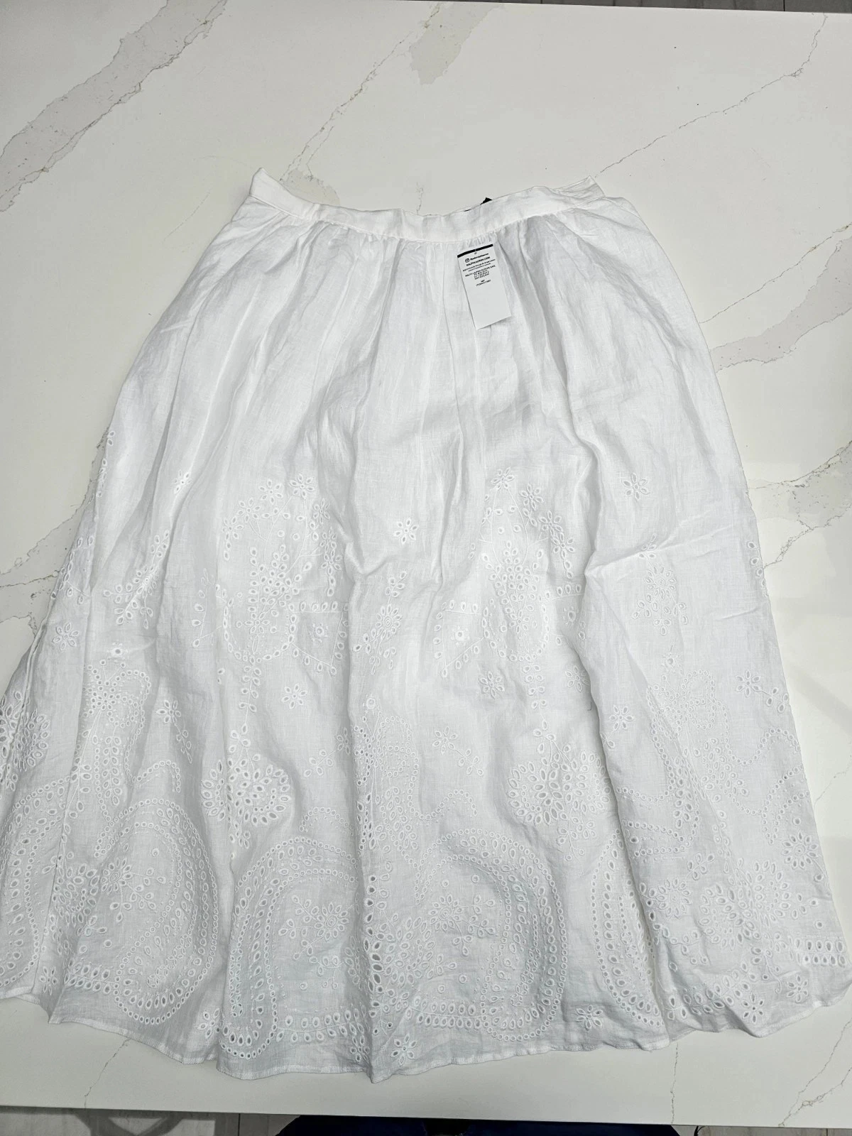 RRP £439 POLO RALPH LAUREN LINEN midi skirt size us 10 uk 14 eur 42 embroidered