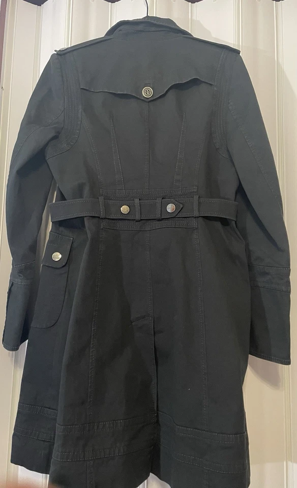 Gabardina Karen Millen Botón Manga Larga Mezcla Algodón Negro Londres Mujer EE. UU. 10 Foto 2 de 4