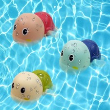 Pinkiwine 3 Pack Turtle Swimming Bath Toys Floating Wind Up Toys for Baby Toddle