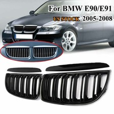 Black Dual Slat Front Kidney Grill Fits Bmw E90 E91 325i 328i 335i Pre-lci 06-08 Black Dual Slat Front Kidney Grill Fits Bmw E90 E91 325i 328i 335i Pre-lci 06-08