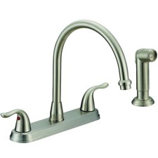 EZ-FLO Two-Handle High-Rise Kitchen Faucet with Side Sprayer, Polished Chrome