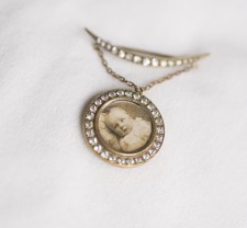 Antique Edwardian foil back diamonds paste pendant brooch