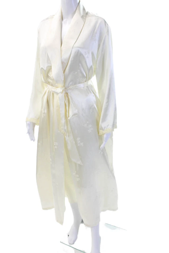 Jones New York Mujer Floral Manga Larga Bata Atada Vestido Conjunto Crema Talla S Foto 2 de 4