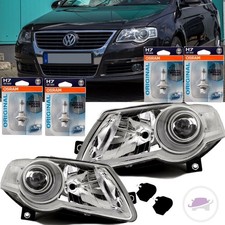 Set Scheinwerfer Chrom für VW Passat 05-10 H7/H7 Halogen +4x Osram Leuchtmittel