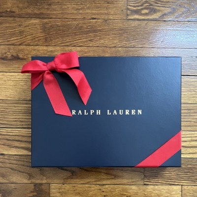Ralph Lauren Blue Paper Gift Box Red Ribbon Bow Rectangle Solid All Occasions