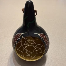 Native American Hand Carved & Painted Dried Gourd Arrowhead Inside Dream Catcher