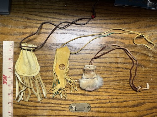 Lot of 3 Native American Medicine Bags Pouch Vintage 1960’s - Picture 5 of 9