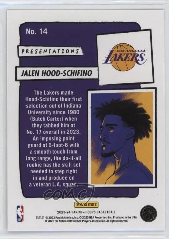 2023-24 Panini NBA Hoops Presentations Jalen Hood-Schifino #14 Rookie RC - Image 2 of 2