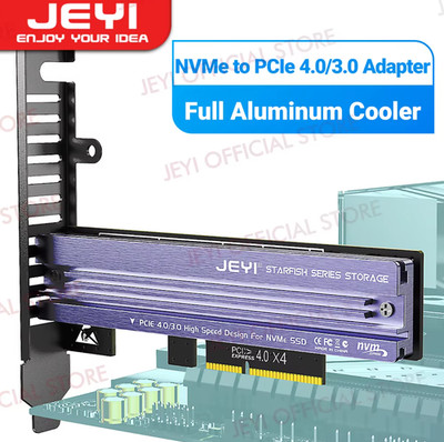 JEYI M.2 NVME zu PCIe 4.0 3.0 Adapter mit Aluminium SSD Kühlkörper, NVMe 64