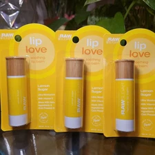 Raw Sugar Lip Love Lemon Sugar Soothing Lip Balm Organic Trio 3 Pack Gift Set 🎅