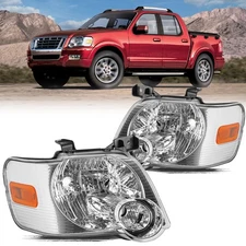 For 2006-2010 Ford Explorer Chrome Housing Amber Corner Headlights Lamps Set