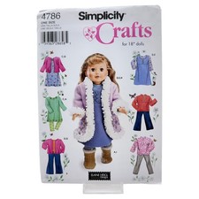 Simplicity 18" Doll Clothes Sewing Pattern 4786 Multi Outfits Elaine Heigl UNCUT