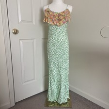 Rixo Green Sleeveless Floral Maxi Dress Womens Size S Designer Spring Summer