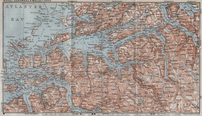 NORTHERN SONDMERE/Sunnmøre & MOLDE FJORD. Alesund. Topo-Karte. Norwegen 1909
