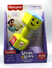 Fisher-Price Laugh & Learn Countin' Reps Dumbbell Rattle Toy Music & Lights NEW