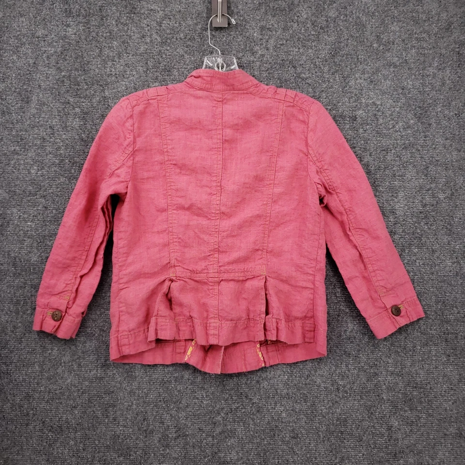 Sigrid Olsen Jacket Womens 2 Pink China Long Sleeve Button Front Linen Utility - Image 2 of 4