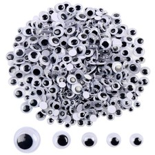 500 Pieces 6mm -12mm Black Wiggle Googly Eyes with Self-Adhesive Backs for DI...