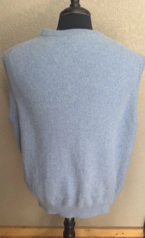 Chaleco Suéter Lands End Para Hombres Cachemira Cuello en V Talla XL Clásico Azul Preppy Professor Foto 2 de 4