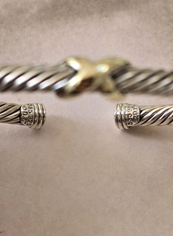 Auténtico Cable David Yurman 5 MM con Oro Amarillo 14K X MEDIANO Foto 4 de 4
