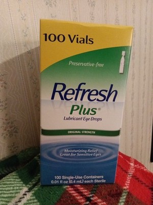 Refresh Plus Lubricant Eye Drops- 100 Single Use Containers 0.4 mL Each Sterile