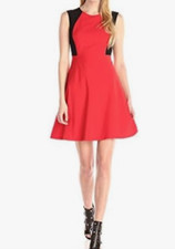 NINE WEST Shift Dress Fit and Flare Women 6 RED BLACK Office Business XMAS Party