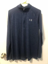 Under Armour Men's Size M  1/4 Zip Lightweight Long Sleeve Blue Heatgear