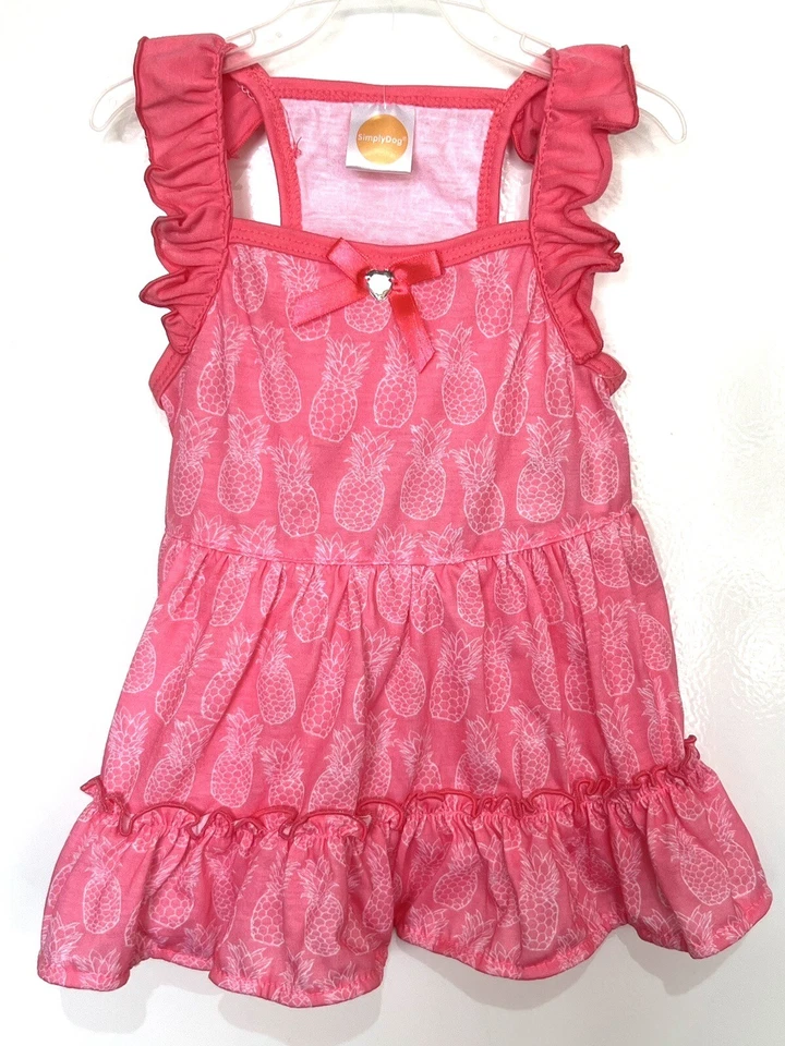 Simply Dog 🐶 Adorable Festive Dress Pink w/ Pineapple & Ruffles NWT ~ M Medium - Image 2 of 4