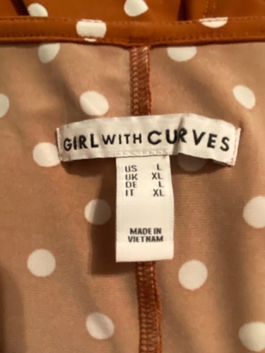 Girl with Curves Knit Midi Dress Sz Large Relaxed Fit Rust & White Polka Dot - Picture 11 of 15