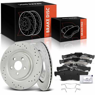 Rear Drilled Brake Rotors&Ceramic Brake Pads for Jaguar S-Type XF XJ XJ8 XJR XK