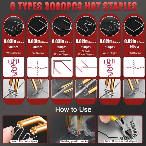 200W Plastic Welder Kit, 3000PCS Hot Staples Plastic Repair Kit, Professional Pl - Picture 3 of 12