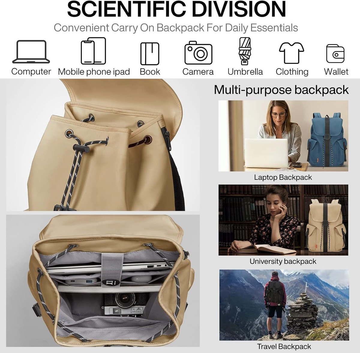 ミキモト mixi Travel Laptop Backpack for Women & Men, Carry On 17 inch