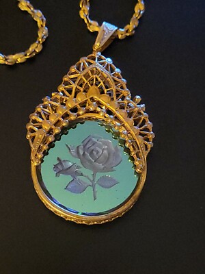 UNSIGNED MIRIAM HASKELL HOLOGRAM ROSE FLOWER NECKLACE