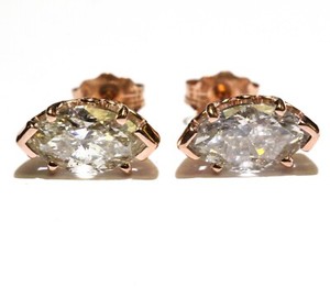 GIA New 14k rose gold 2.03ct I2 I1 I K marquise diamond stud earrings Natural