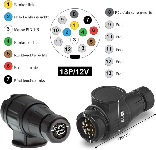 Rückleuchten Anhänger Satz 12V Rücklicht Heckleuchten Anhänger PKW 5m Kabel 13P - Bild 4 von 12