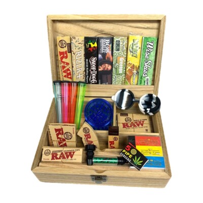 Große Rollbox Set Stash Box Blättchen Grinder Raw Tips Rolling Geschenk