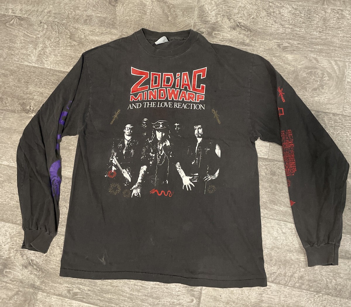 Zodiac Mindwarp & the LoveReaction Tシャツ Vtg 1987 Zodiac Mindwarp T-shirt Black M 80s Hard Rock Band