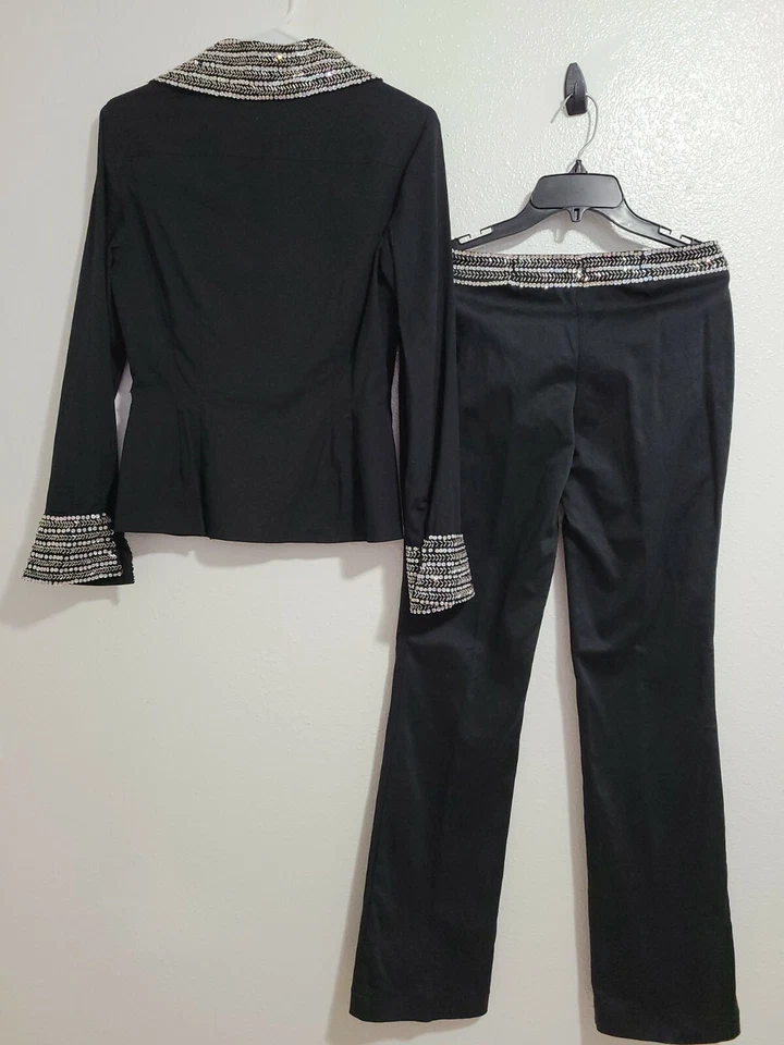 Conjunto Blusa/Pantalones Mujer BASIX II Conjunto 2 Piezas Color Negro Adornado.Talla 6 Foto 2 de 4
