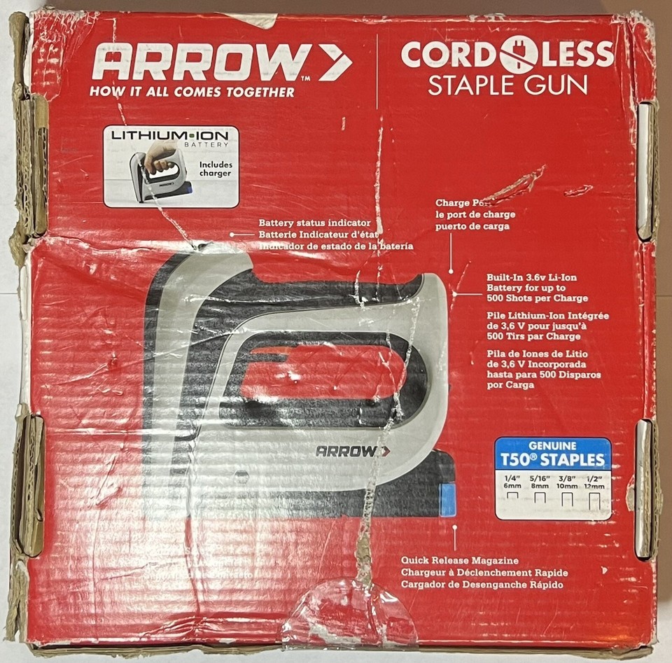 Arrow T50DCD Cordless Electric Staple Gun OPEN BOX FAST FREE