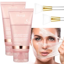 Collagen Night Wrapping Mask Overnight Wrapping Peel Off Natural Facial Mask 75g