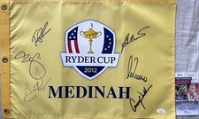 Ben Crenshaw George Lopez Scottie Pippen Trevino signed 2012 Ryder Cup flag JSA