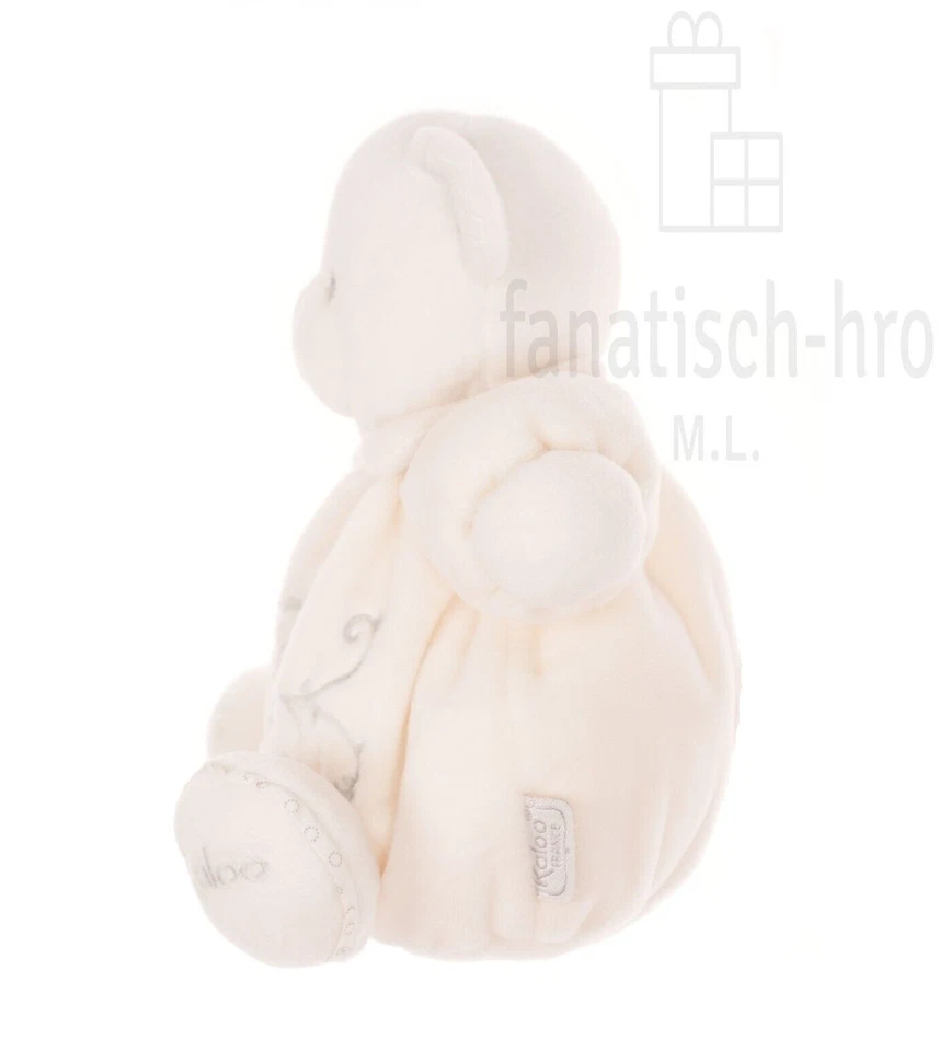 Kaloo Teddy Bär Plüschtier weiß Plüschfigur sitzend mit Stickerei Teddybär - Bild 2 von 2