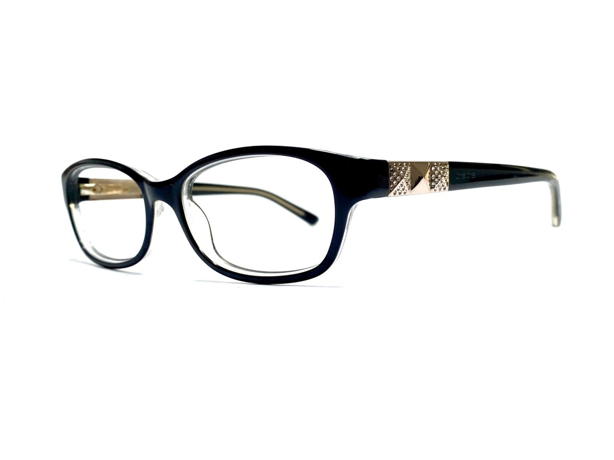 Bebe Classic Black and Gold accents Glasses for Women. Size 53-16-135 Amazon.com: bebe Eyeglasses BB 5227 001 Jet Crystal  main image 2