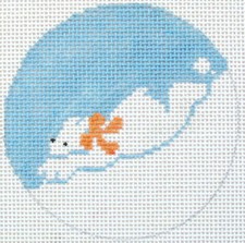 Bear Sliding Christmas Ornament Hand Painted Needlepoint Canvas