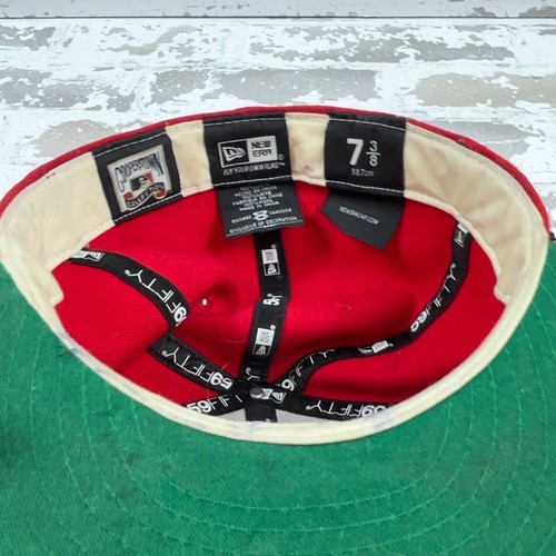 Cincinnati Reds Hat Cap Fitted 7 3/8 Red Wool 90s Mr Red 59 Fifty Retro Vintage - Picture 10 of 12