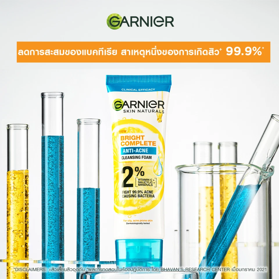 Garnier Facial Foam Bright Complete Anti Acne For Oily Acne Prone Skin 100ml x 2 - Image 3 of 4