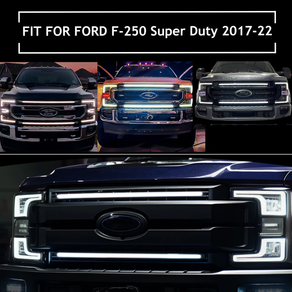 2x For Ford Super Duty F-250 F-350 2017-2022 LED Grill Accent Lights Bar Kit DRL - Image 2 of 4